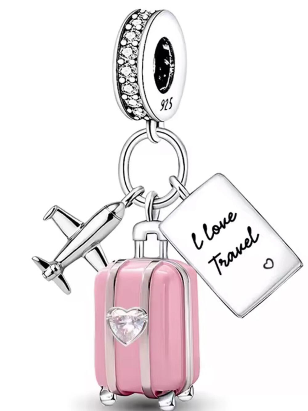Sterling Silver Love Travel Charm Bracelet